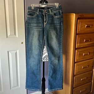 Nine West Faded Boot Cut Jeans with Embroidered Back Pockets